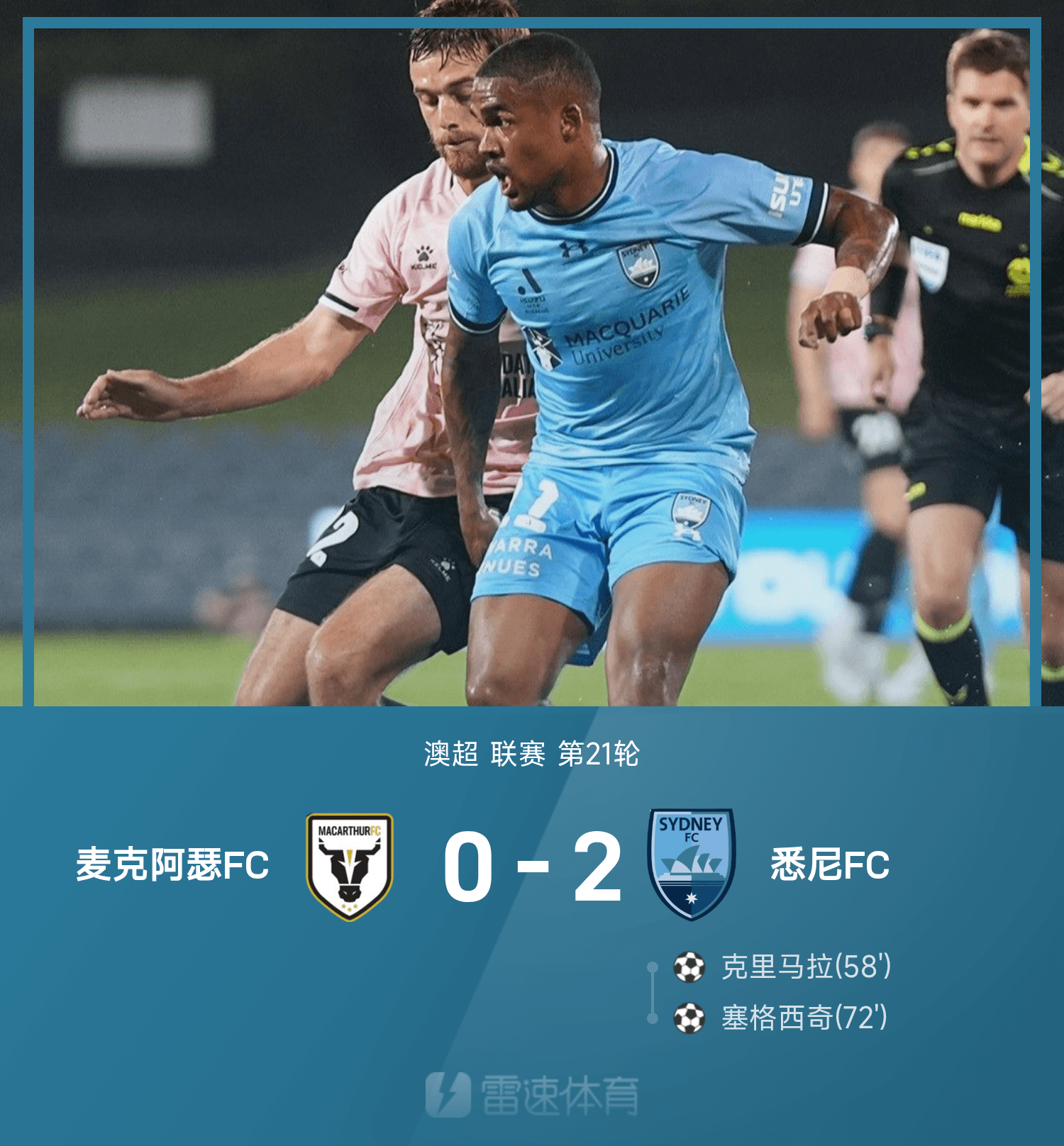 澳洲联赛排名公布，悉尼FC夺冠领先骑士队